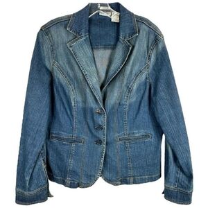 St. Johns Bay Stretch Denim Blazer Jacket Size 3XL